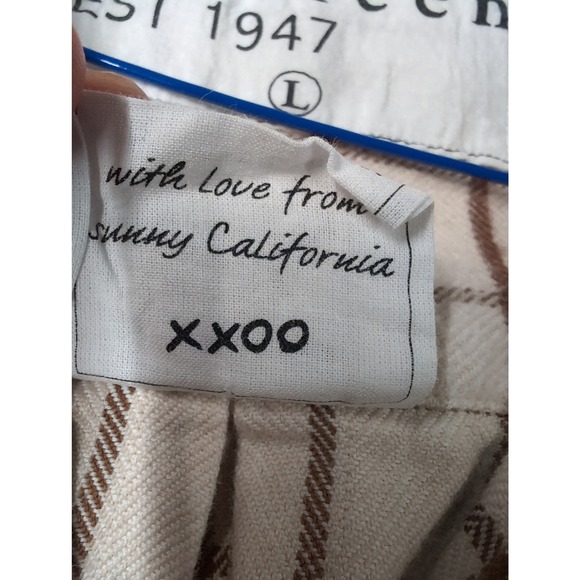 Frank & Eileen Joely Windowpane Plaid Button Up Shirt Cream Brown Womens Large - Picture 3 of 10